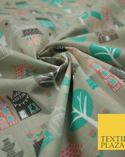 Walk In The Park Garden Gates Floral Printed Poly Cotton Fabric Polycotton Craft