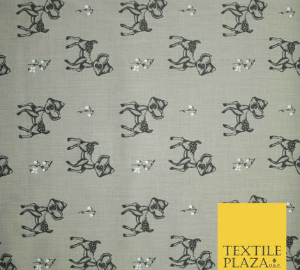 Fawn Baby Deer Bambi Woodland Animal Printed Poly Cotton Fabric Polycotton Craft