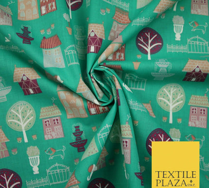 Walk In The Park Garden Gates Floral Printed Poly Cotton Fabric Polycotton Craft