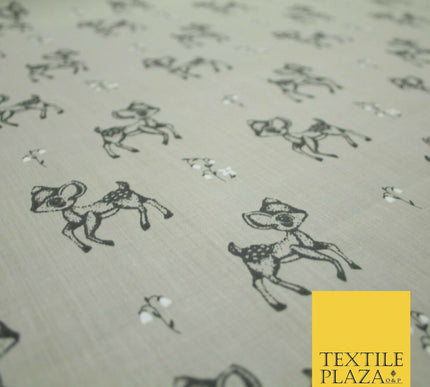 Fawn Baby Deer Bambi Woodland Animal Printed Poly Cotton Fabric Polycotton Craft