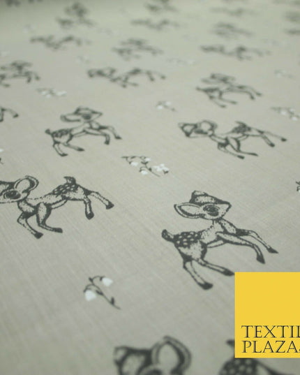 Fawn Baby Deer Bambi Woodland Animal Printed Poly Cotton Fabric Polycotton Craft