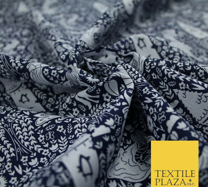 Fairytale Enchanted Castle Unicorn Printed Poly Cotton Fabric Polycotton Craft