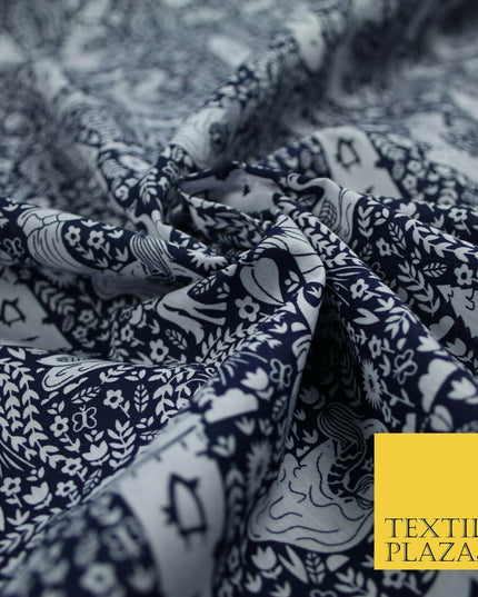 Fairytale Enchanted Castle Unicorn Printed Poly Cotton Fabric Polycotton Craft