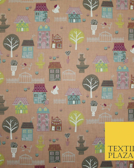 Walk In The Park Garden Gates Floral Printed Poly Cotton Fabric Polycotton Craft