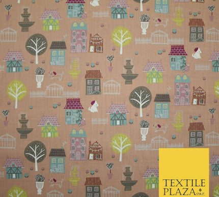 Walk In The Park Garden Gates Floral Printed Poly Cotton Fabric Polycotton Craft