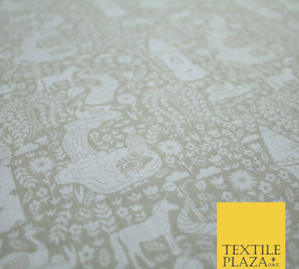 Fairytale Enchanted Castle Unicorn Printed Poly Cotton Fabric Polycotton Craft