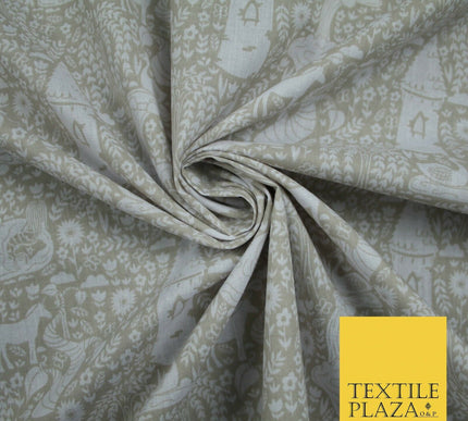 Fairytale Enchanted Castle Unicorn Printed Poly Cotton Fabric Polycotton Craft