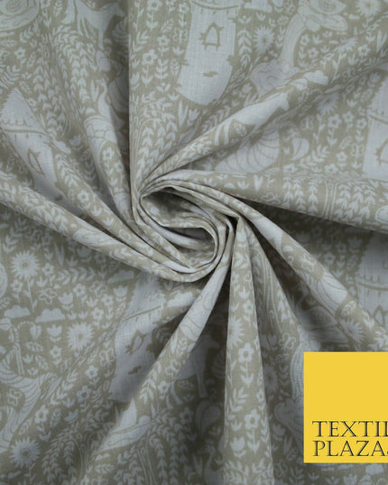 Fairytale Enchanted Castle Unicorn Printed Poly Cotton Fabric Polycotton Craft