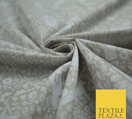 Fairytale Enchanted Castle Unicorn Printed Poly Cotton Fabric Polycotton Craft