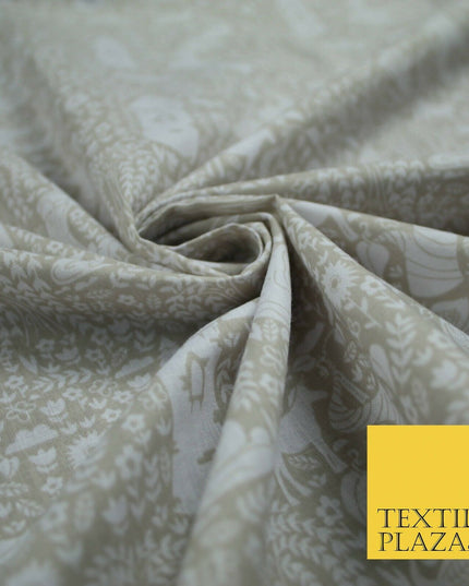 Fairytale Enchanted Castle Unicorn Printed Poly Cotton Fabric Polycotton Craft