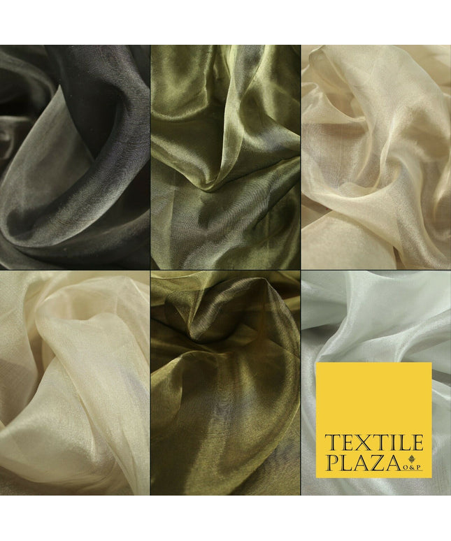 Luxury Plain / Shot SILK TISSUE ORGANZA Sheer Fabric Dress Wedding 6 COLOURS 45"