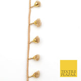 GOLD WHEAT Pom Pom Tassels Indian Woven Gold Trim Ribbon Border Lace Ethnic X255