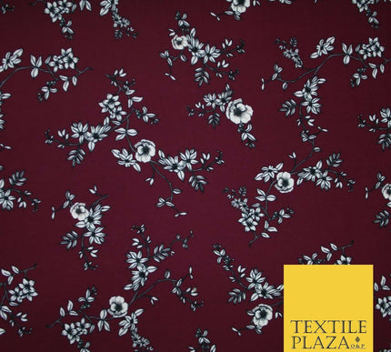 Floral Cluster Fine Stripe Printed Stretch Jersey Fabric Dress Craft 61" Wide
