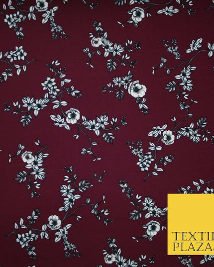 Floral Cluster Fine Stripe Printed Stretch Jersey Fabric Dress Craft 61" Wide