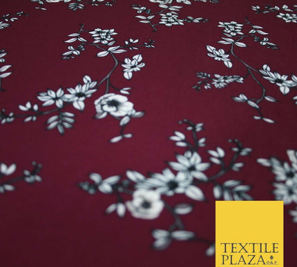 Floral Cluster Fine Stripe Printed Stretch Jersey Fabric Dress Craft 61" Wide