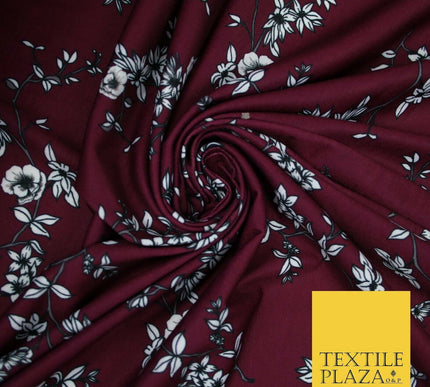 Floral Cluster Fine Stripe Printed Stretch Jersey Fabric Dress Craft 61" Wide