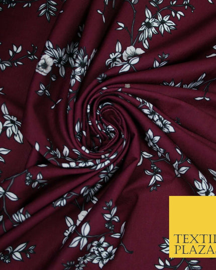 Floral Cluster Fine Stripe Printed Stretch Jersey Fabric Dress Craft 61" Wide