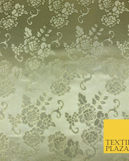 GOLD Ornamental Flower Ornate Rose Brocade Dress Fabric Metallic WovenFancy 1397