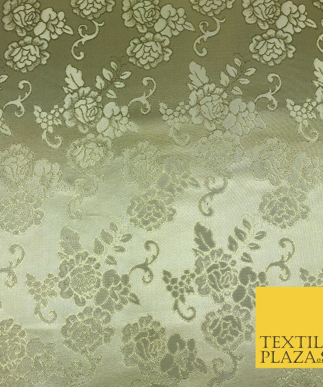 GOLD Ornamental Flower Ornate Rose Brocade Dress Fabric Metallic WovenFancy 1397