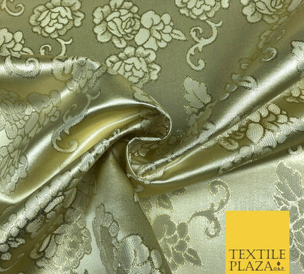 GOLD Ornamental Flower Ornate Rose Brocade Dress Fabric Metallic WovenFancy 1397