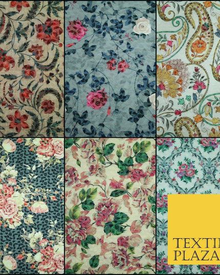 Floral Paisleys Lattice Embroidered 100% Cotton Lawn Print Fashion Fabric Craft