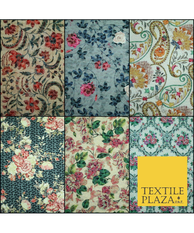 Floral Paisleys Lattice Embroidered 100% Cotton Lawn Print Fashion Fabric Craft