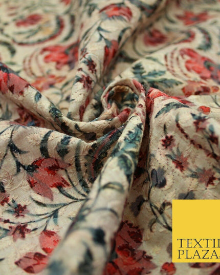 Floral Paisleys Lattice Embroidered 100% Cotton Lawn Print Fashion Fabric Craft
