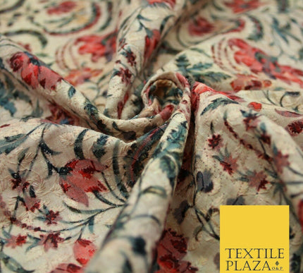 Floral Paisleys Lattice Embroidered 100% Cotton Lawn Print Fashion Fabric Craft