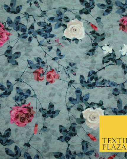 Floral Paisleys Lattice Embroidered 100% Cotton Lawn Print Fashion Fabric Craft