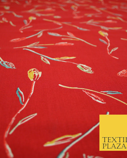 Floral Animal Abstract Printed Cotton Sateen Lawn Summer Dress Fabric Flower 58"