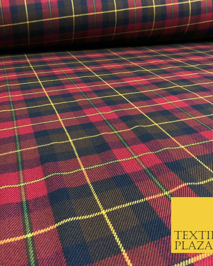 RED NAVY Check Tartan Plaid Polyester Viscose Fabric 58" Craft Dress 1291