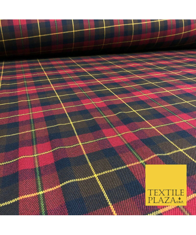 RED NAVY Check Tartan Plaid Polyester Viscose Fabric 58" Craft Dress 1291