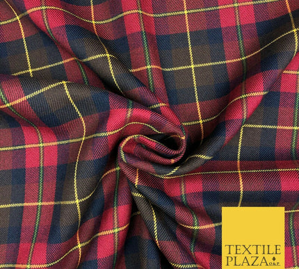 RED NAVY Check Tartan Plaid Polyester Viscose Fabric 58" Craft Dress 1291