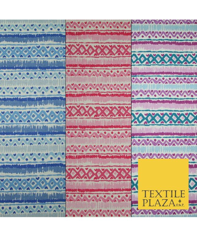 Geometric Striped Zig Zag Printed 100% Cotton Fabric Masks Sewing Dress Craft44"