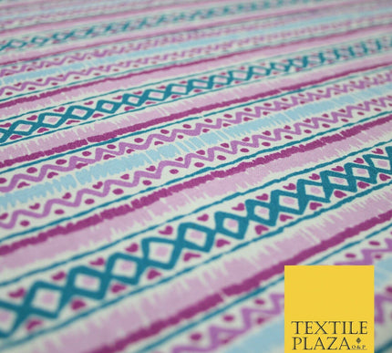 Geometric Striped Zig Zag Printed 100% Cotton Fabric Masks Sewing Dress Craft44"