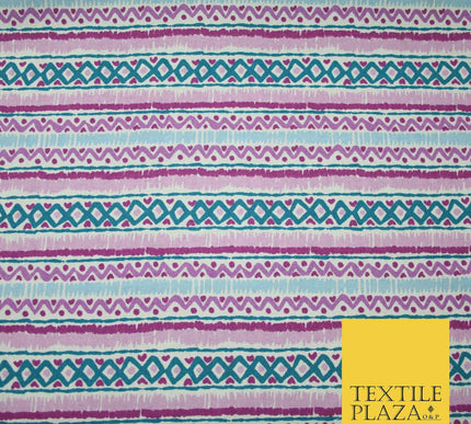 Geometric Striped Zig Zag Printed 100% Cotton Fabric Masks Sewing Dress Craft44"