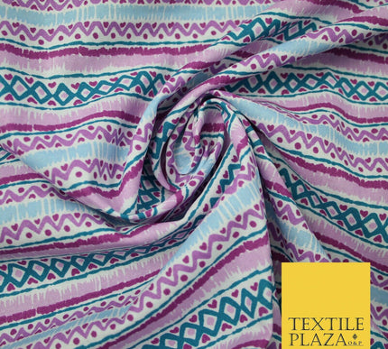 Geometric Striped Zig Zag Printed 100% Cotton Fabric Masks Sewing Dress Craft44"