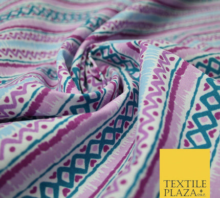 Geometric Striped Zig Zag Printed 100% Cotton Fabric Masks Sewing Dress Craft44"