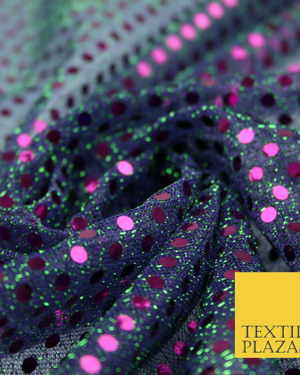 Purple Green Two Tone 4mm Sequin Hologram Stretch Fabric Sparkly Dress Dance2252