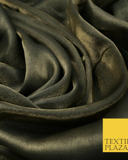 GOLD BLACK Soft Smooth Silky Shimmer Polyester Woven Fabric Lining Salwar 1509