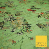 Flower Bouquet Cluster Digital Printed Faux Dupion Raw Silk Fabric Textured Line