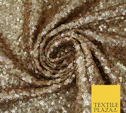 Rose Gold Copper Intricate Matte Sequin Georgette Fabric Dress Material 37" 3479