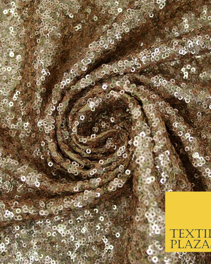 Rose Gold Copper Intricate Matte Sequin Georgette Fabric Dress Material 37" 3479