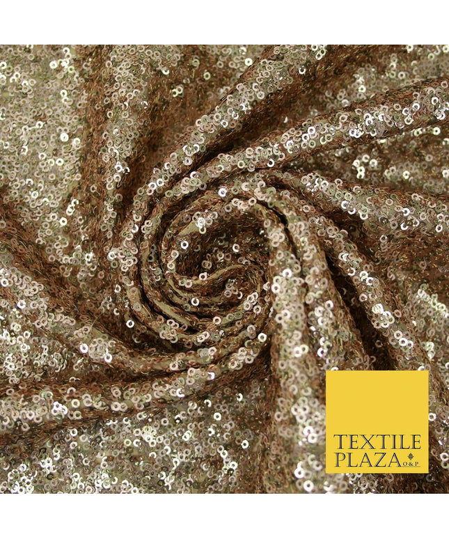 Rose Gold Copper Intricate Matte Sequin Georgette Fabric Dress Material 37" 3479