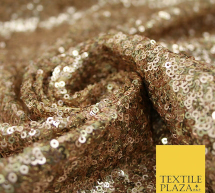 Rose Gold Copper Intricate Matte Sequin Georgette Fabric Dress Material 37" 3479