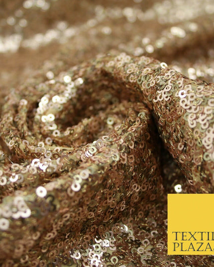 Rose Gold Copper Intricate Matte Sequin Georgette Fabric Dress Material 37" 3479