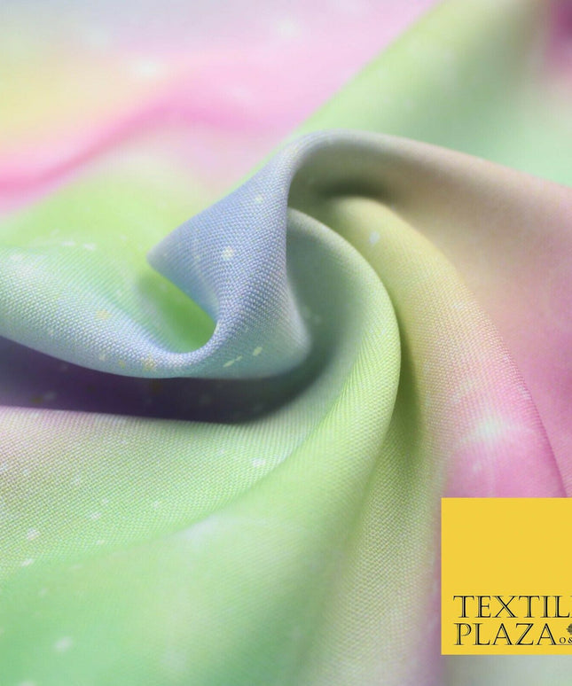 Galaxy Stars Pastel Shaded Cosmo Space Bi-Stretch Polyester Fabric 58" 4999