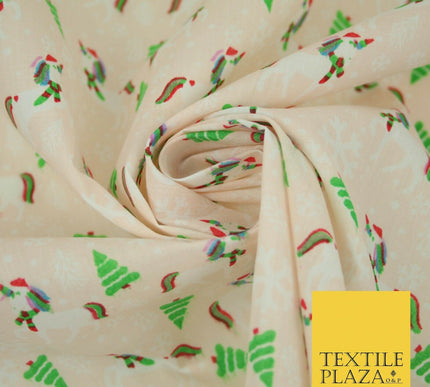 Christmas Unicorn Trees Snowflakes Printed Poly Cotton Fabric Polycotton 45"