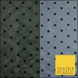 Black / Navy Blue 3mm Flocked Spot Polka Dot Power Mesh Net Stretch Dress Fabric