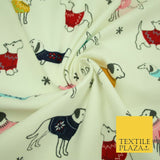 Cream Cats Jumper Dogs Zebra Animal Winceyette Soft Brushed Cotton Print Fabric